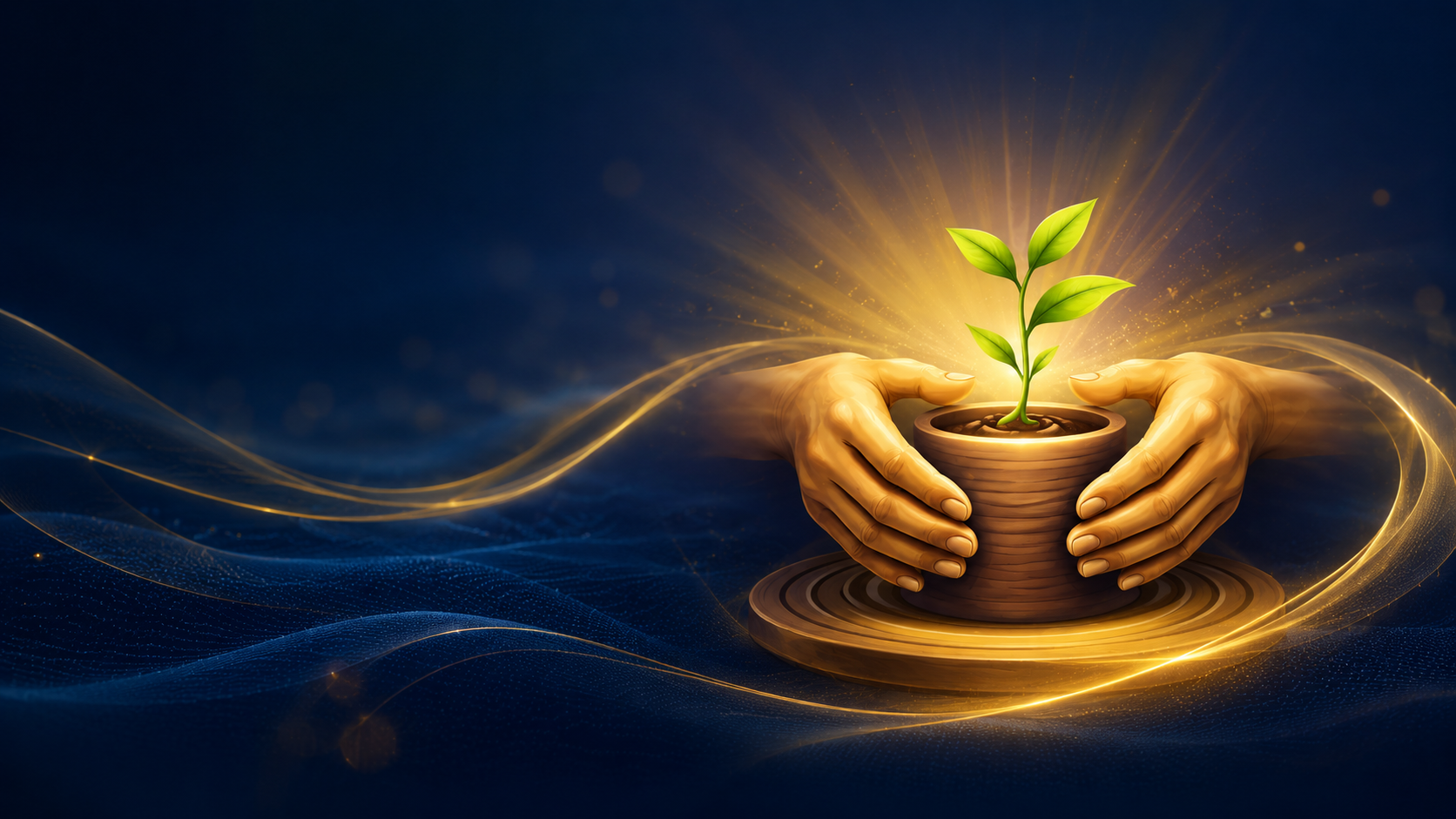 Hands nurturing new growth, Potter's Gate Charities hero image